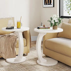 Table d'appoint ronde en bois massif, style milieu du siècle, en forme de C, pour salon et chambre.