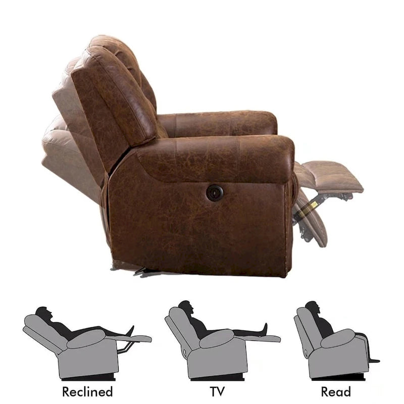 Fauteuil inclinable électrique en cuir respirant avec port USB pour salon et salle de cinéma