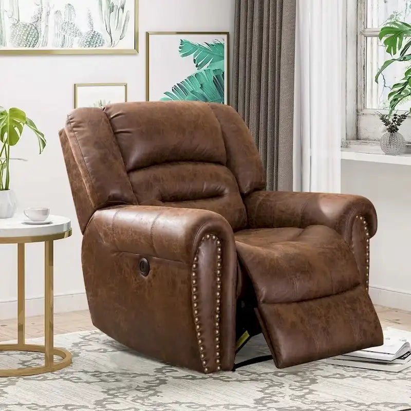 Fauteuil inclinable électrique en cuir respirant avec port USB pour salon et salle de cinéma