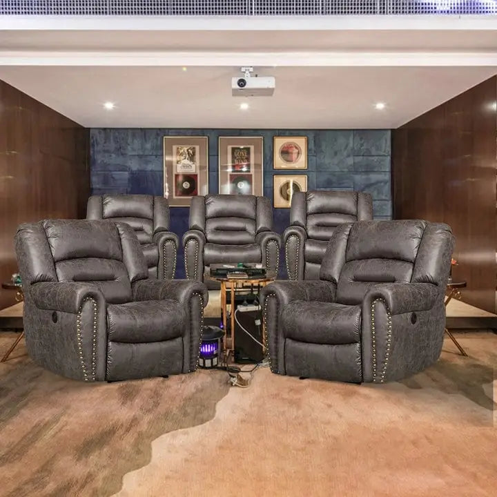 Fauteuil inclinable électrique en cuir respirant avec port USB pour salon et salle de cinéma