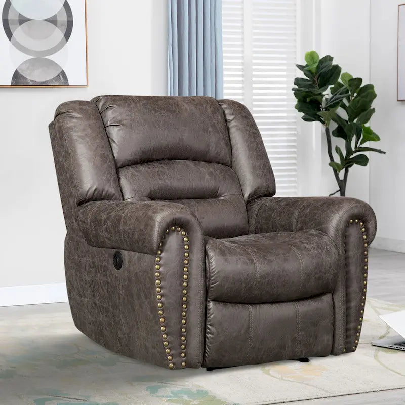 Fauteuil inclinable électrique en cuir respirant avec port USB pour salon et salle de cinéma