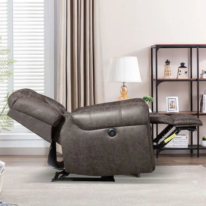 Fauteuil inclinable électrique en cuir respirant avec port USB pour salon et salle de cinéma