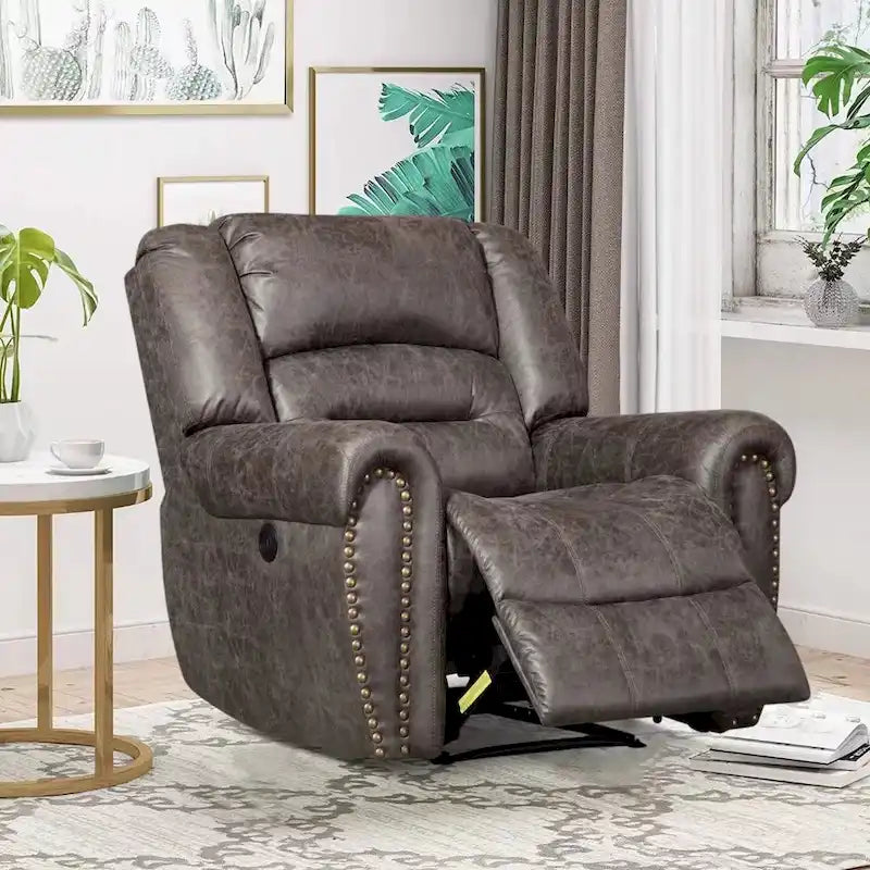 Fauteuil inclinable électrique en cuir respirant avec port USB pour salon et salle de cinéma