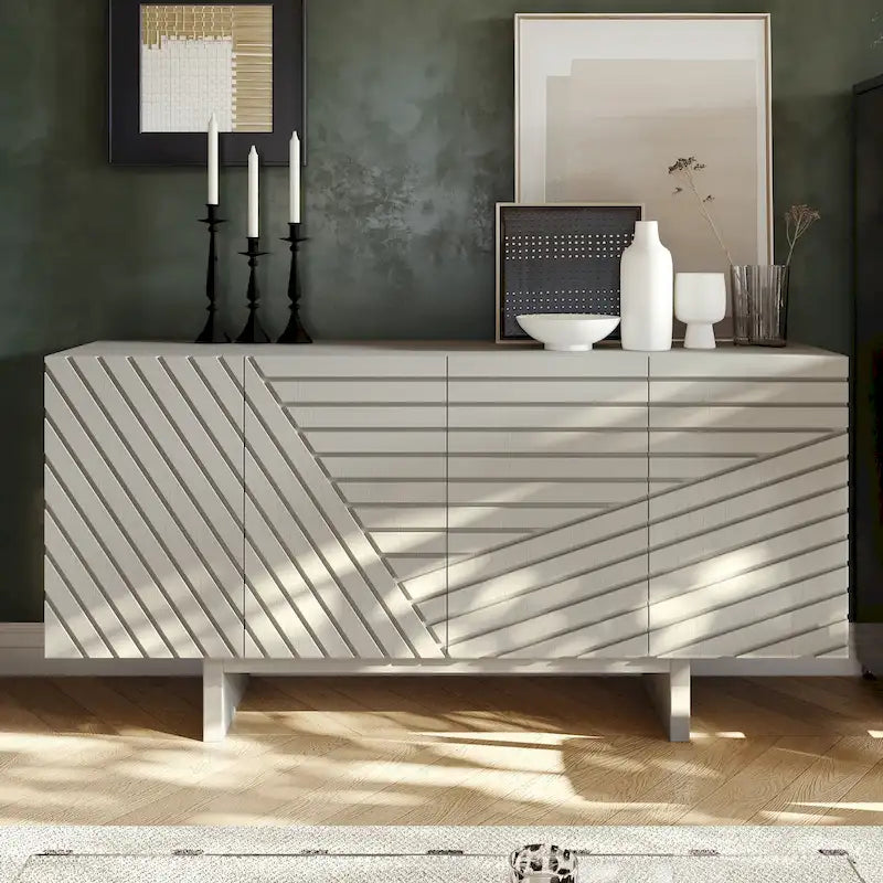 Buffet/meuble-lavabo Clihome style milieu du siècle en bois, 4 portes