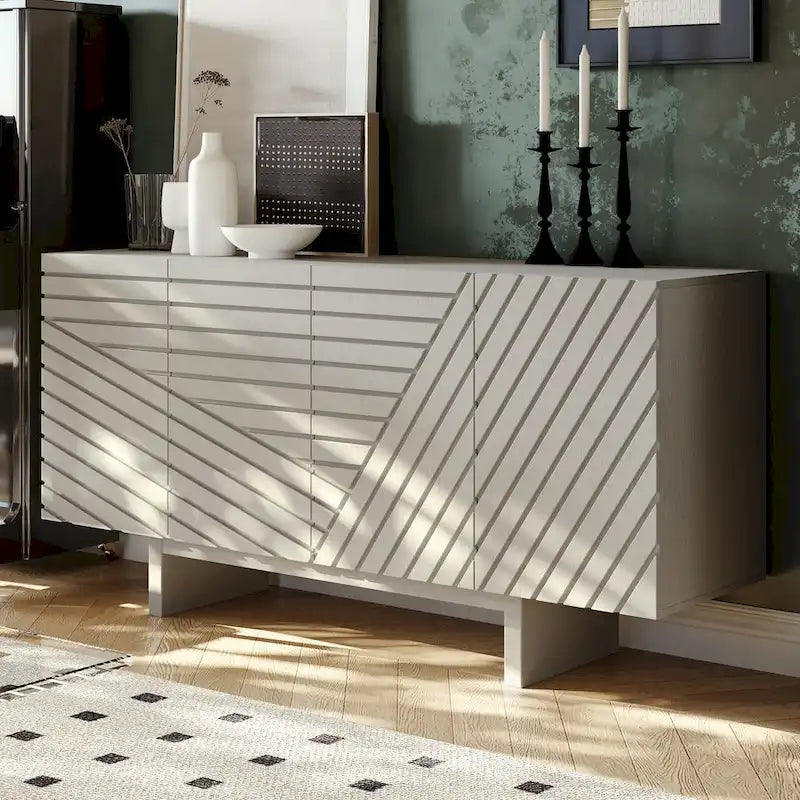 Buffet/meuble-lavabo Clihome style milieu du siècle en bois, 4 portes