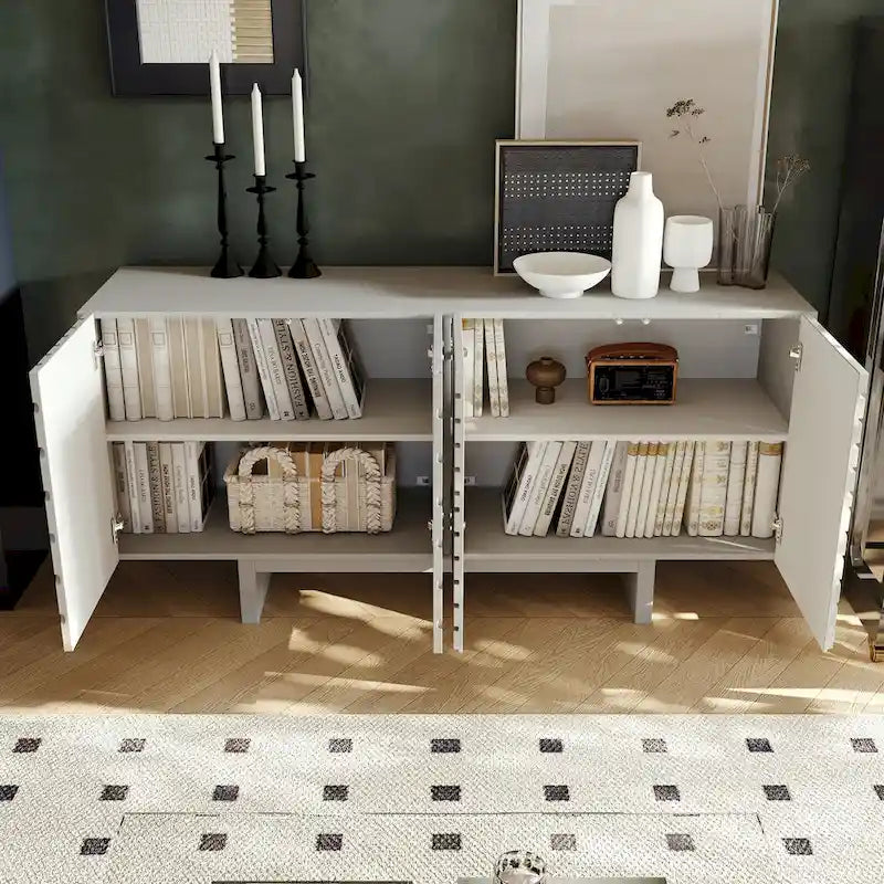 Buffet/meuble-lavabo Clihome style milieu du siècle en bois, 4 portes