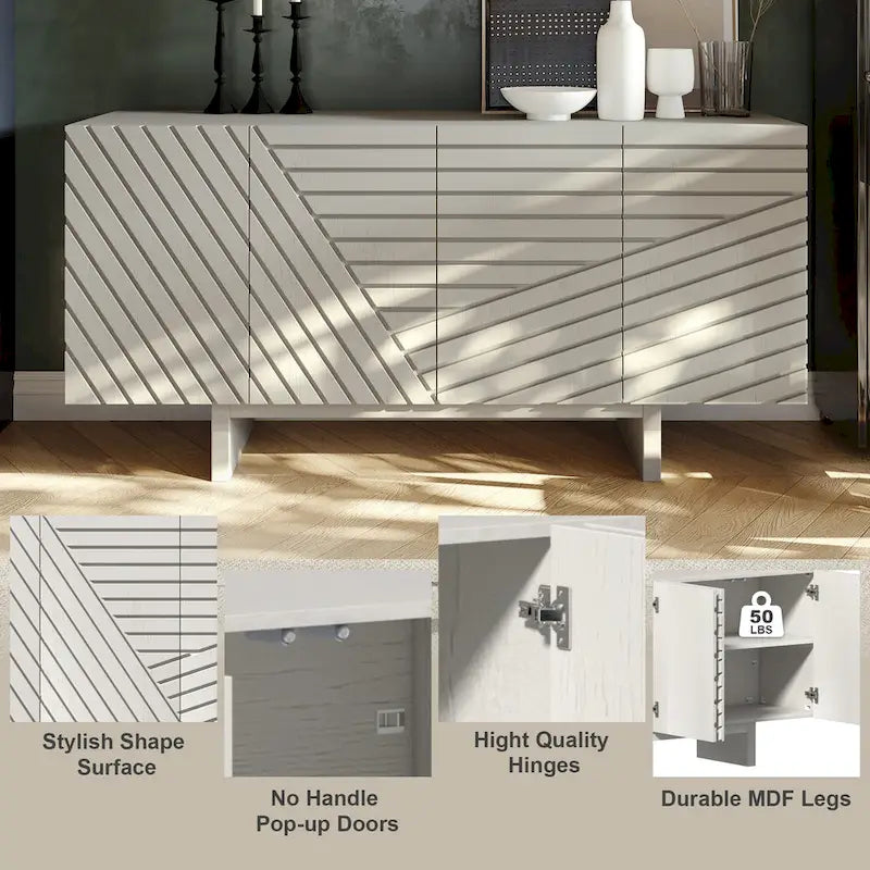 Buffet/meuble-lavabo Clihome style milieu du siècle en bois, 4 portes