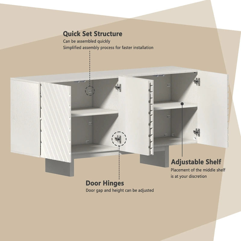 Buffet/meuble-lavabo Clihome style milieu du siècle en bois, 4 portes