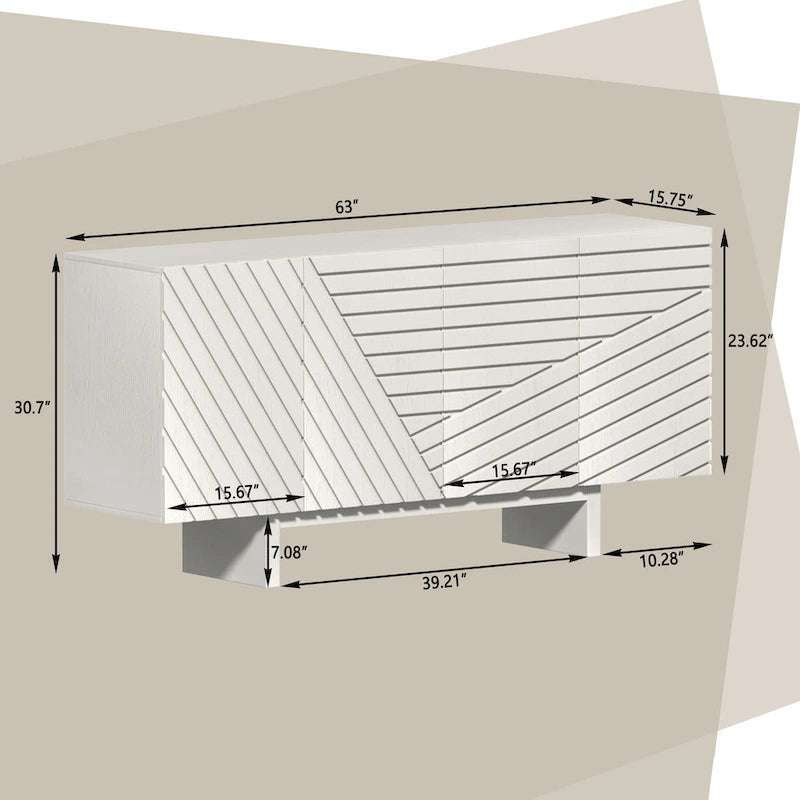Buffet/meuble-lavabo Clihome style milieu du siècle en bois, 4 portes