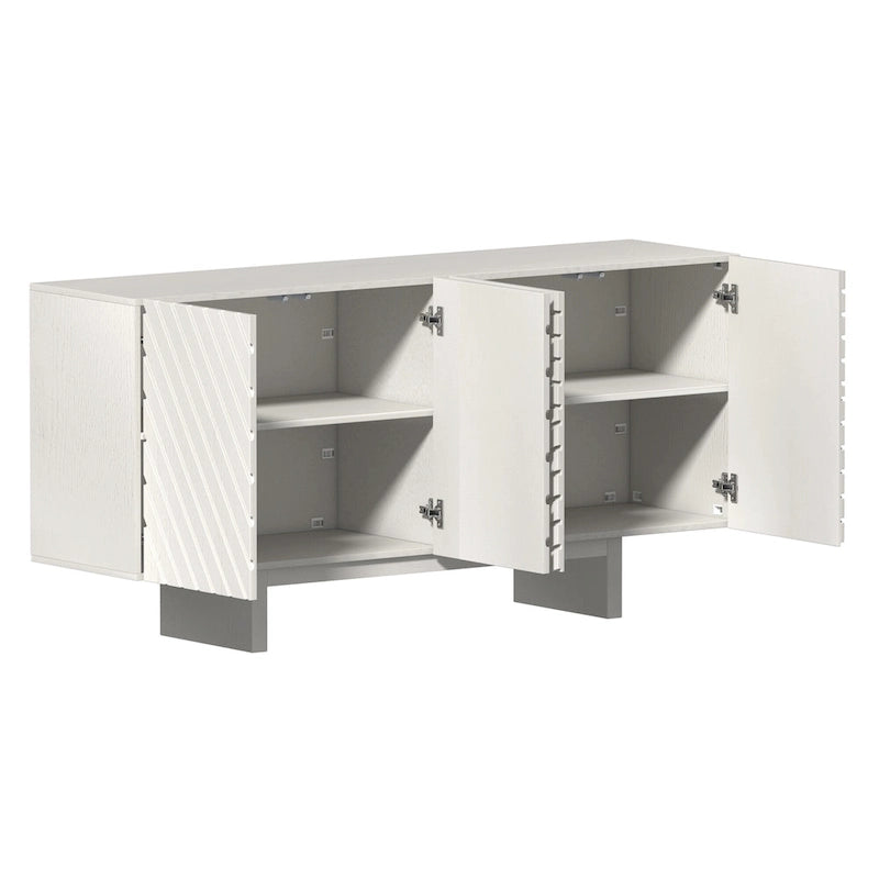 Buffet/meuble-lavabo Clihome style milieu du siècle en bois, 4 portes