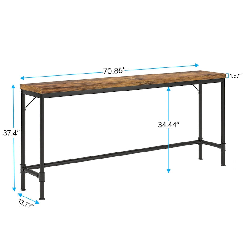 Table console étroite de 180 cm de long, table de bar de 95 cm de haut