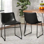 Bossin Faux Leather Dining Chairs Set of 2, 18 Inch Kitchen & Dining Room Chairs with Backrest and Metal Leg
