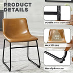 Ensemble de 2 chaises de salle à manger Bossin en similicuir, 45,7 cm (18 pouces), avec dossier et pieds en métal.