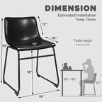 Ensemble de 2 chaises de salle à manger Bossin en similicuir, 45,7 cm (18 pouces), avec dossier et pieds en métal.