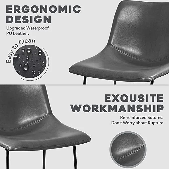 Ensemble de 2 chaises de salle à manger Bossin en similicuir, 45,7 cm (18 pouces), avec dossier et pieds en métal.