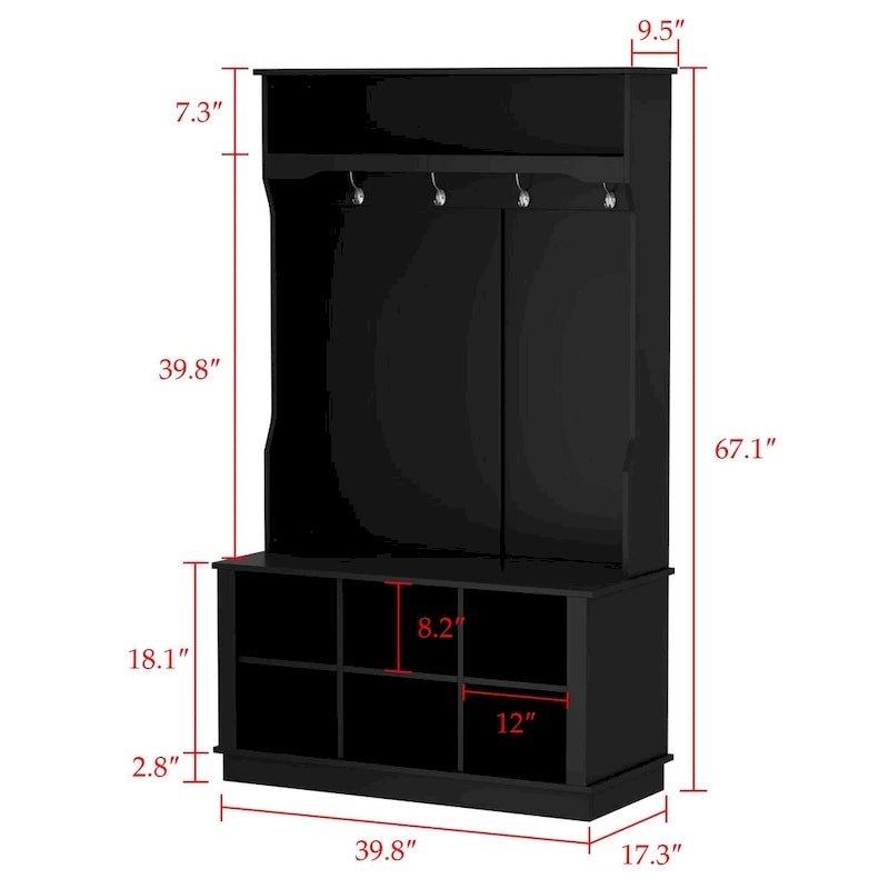 Porte-manteau de 39,8 cm de large avec banc et meuble à chaussures pour l'entrée