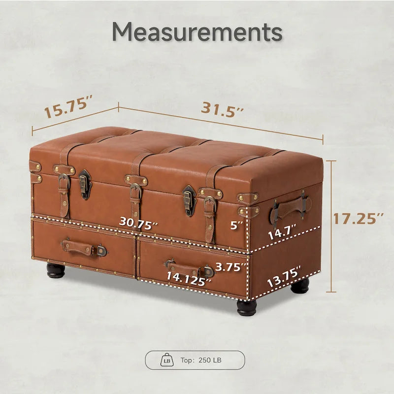 Banc ottoman de rangement vintage COZAYH, coffre avec fermeture à loquet et boucle pour chambre, dressing, rangement décoratif