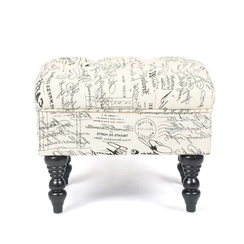 Tabouret ottoman Adeco avec repose-pieds capitonné et tissu à motif floral