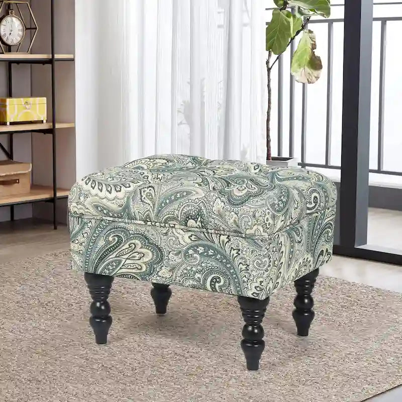 Tabouret ottoman Adeco avec repose-pieds capitonné et tissu à motif floral