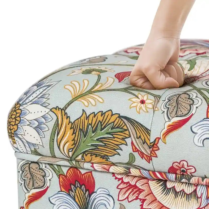 Tabouret ottoman Adeco avec repose-pieds capitonné et tissu à motif floral