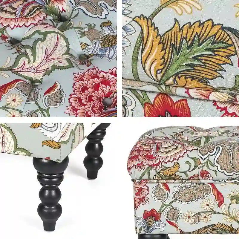 Tabouret ottoman Adeco avec repose-pieds capitonné et tissu à motif floral