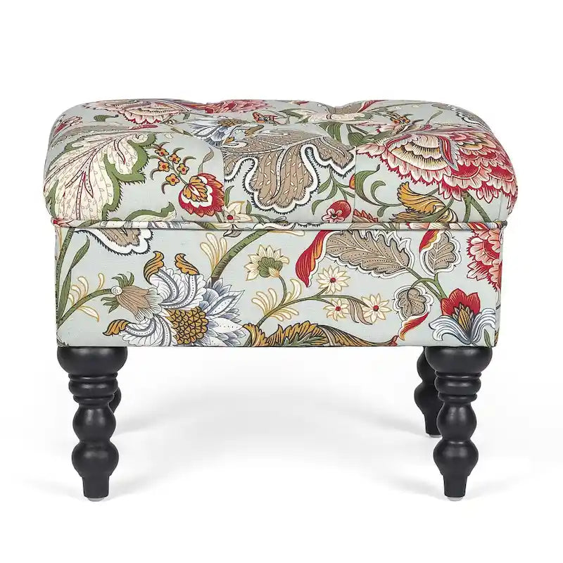 Tabouret ottoman Adeco avec repose-pieds capitonné et tissu à motif floral