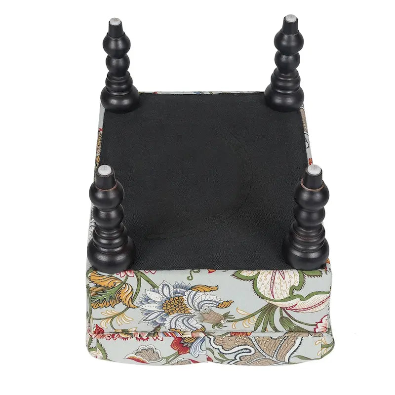 Tabouret ottoman Adeco avec repose-pieds capitonné et tissu à motif floral