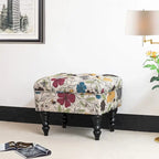 Tabouret ottoman Adeco avec repose-pieds capitonné et tissu à motif floral