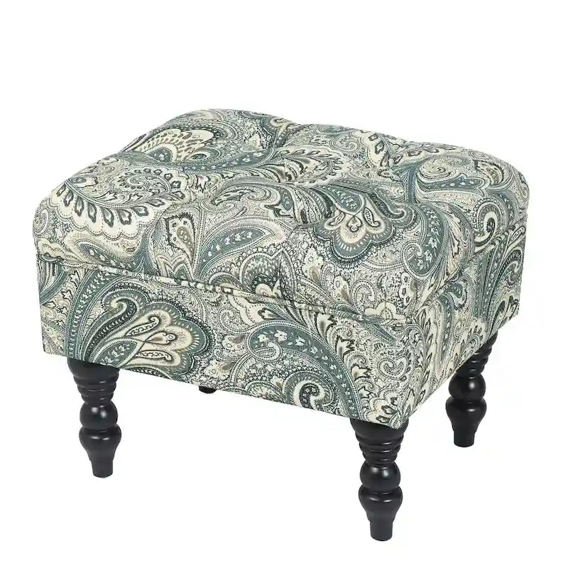Tabouret ottoman Adeco avec repose-pieds capitonné et tissu à motif floral