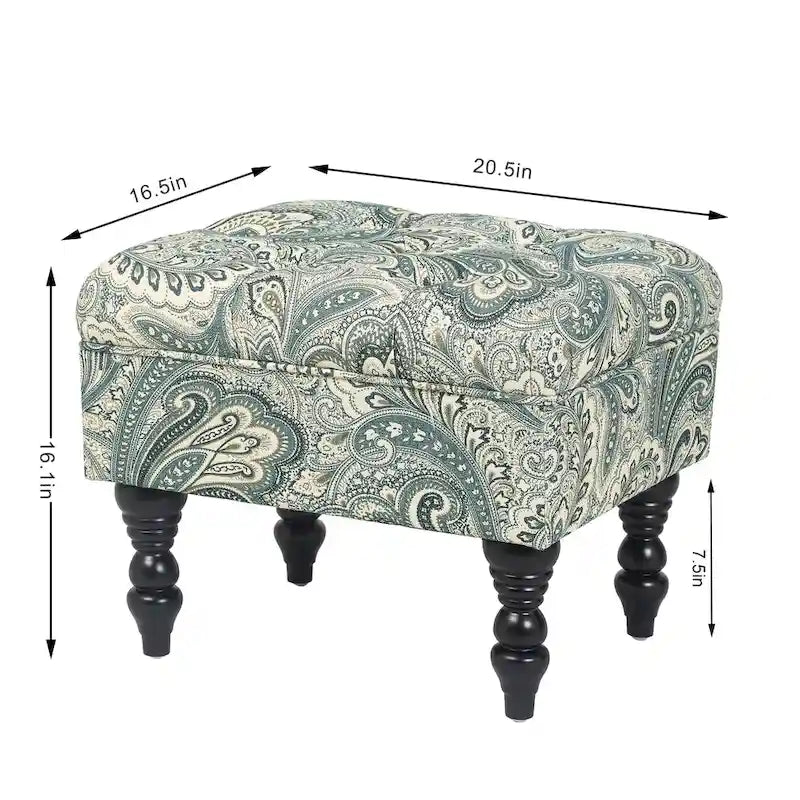 Tabouret ottoman Adeco avec repose-pieds capitonné et tissu à motif floral