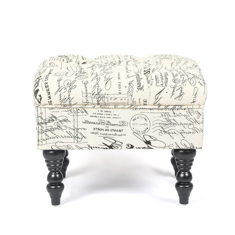 Tabouret ottoman Adeco avec repose-pieds capitonné et tissu à motif floral