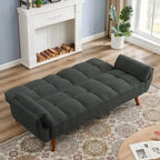 Canapé-lit futon de 191,5 cm (75,39 po), convertible et capitonné, avec dossier inclinable et capitonné.