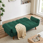 Canapé-lit futon de 191,5 cm (75,39 po), convertible et capitonné, avec dossier inclinable et capitonné.