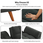 Canapé-lit futon de 191,5 cm (75,39 po), convertible et capitonné, avec dossier inclinable et capitonné.