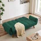 Canapé-lit futon de 191,5 cm (75,39 po), convertible et capitonné, avec dossier inclinable et capitonné.