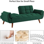 Canapé-lit futon de 191,5 cm (75,39 po), convertible et capitonné, avec dossier inclinable et capitonné.