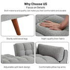 Canapé-lit futon de 191,5 cm (75,39 po), convertible et capitonné, avec dossier inclinable et capitonné.