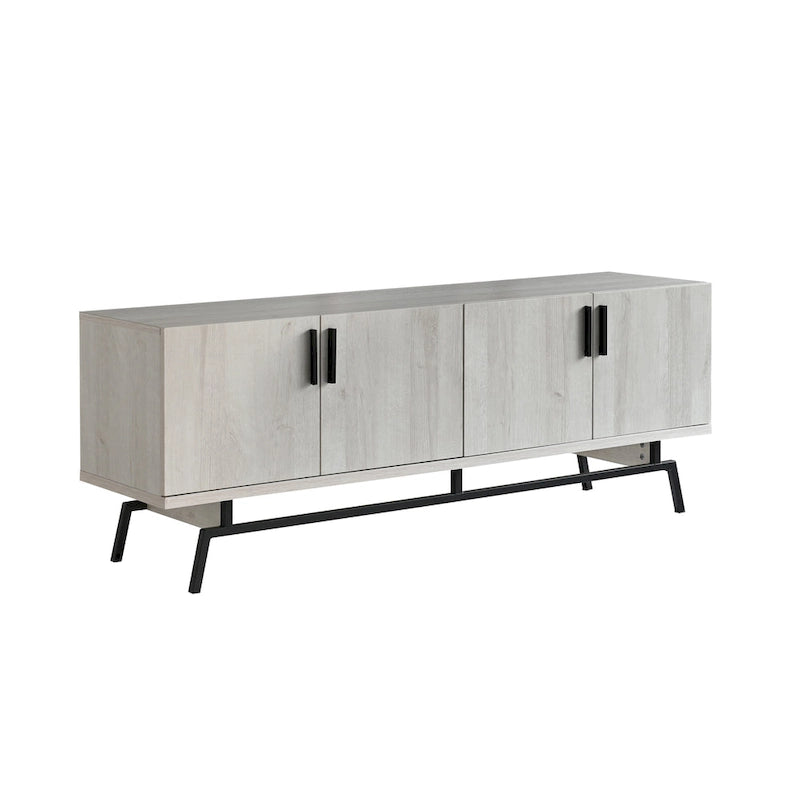 Meuble TV Adela moderne de 152 cm (60 pouces) avec base en métal et 4 portes