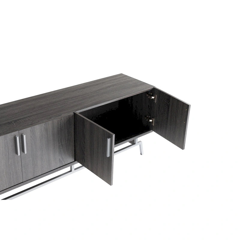 Meuble TV Adela moderne de 152 cm (60 pouces) avec base en métal et 4 portes