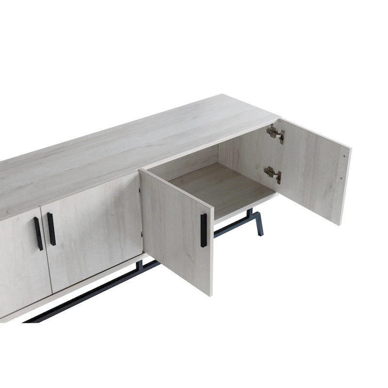 Meuble TV Adela moderne de 152 cm (60 pouces) avec base en métal et 4 portes