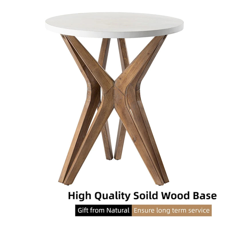 Ensemble de 2 tables d'appoint rondes COZAYH, style ferme, plateau blanc vieilli et piètement assorti, idéales pour une déco moderne, bohème ou champêtre.