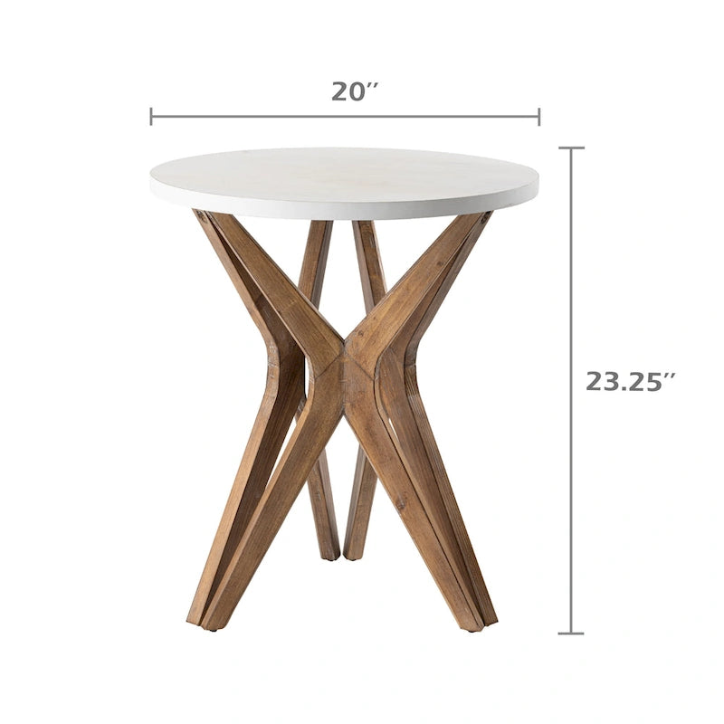 Ensemble de 2 tables d'appoint rondes COZAYH, style ferme, plateau blanc vieilli et piètement assorti, idéales pour une déco moderne, bohème ou champêtre.