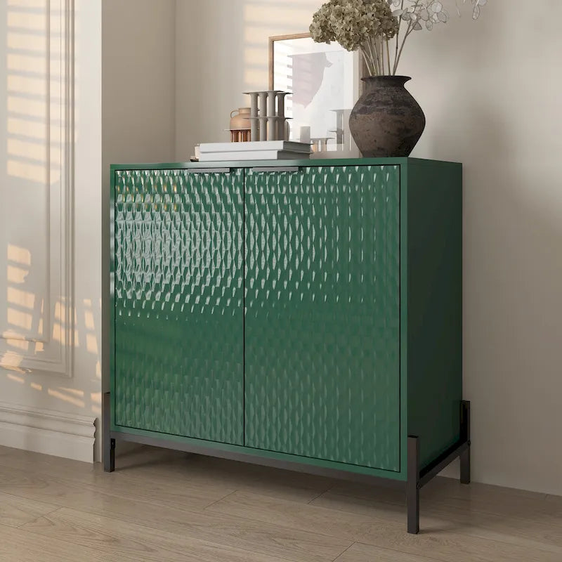 Clihome Modern Glossy Storage Accent Cabinet Sideboard