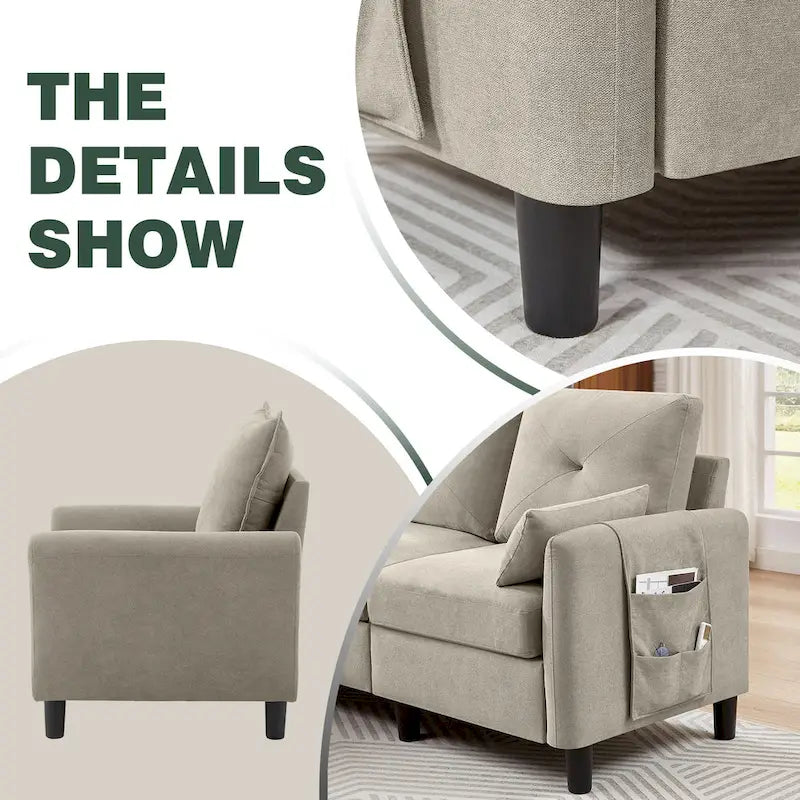 Ensemble canapé d'angle 3 pièces avec pouf et fauteuil