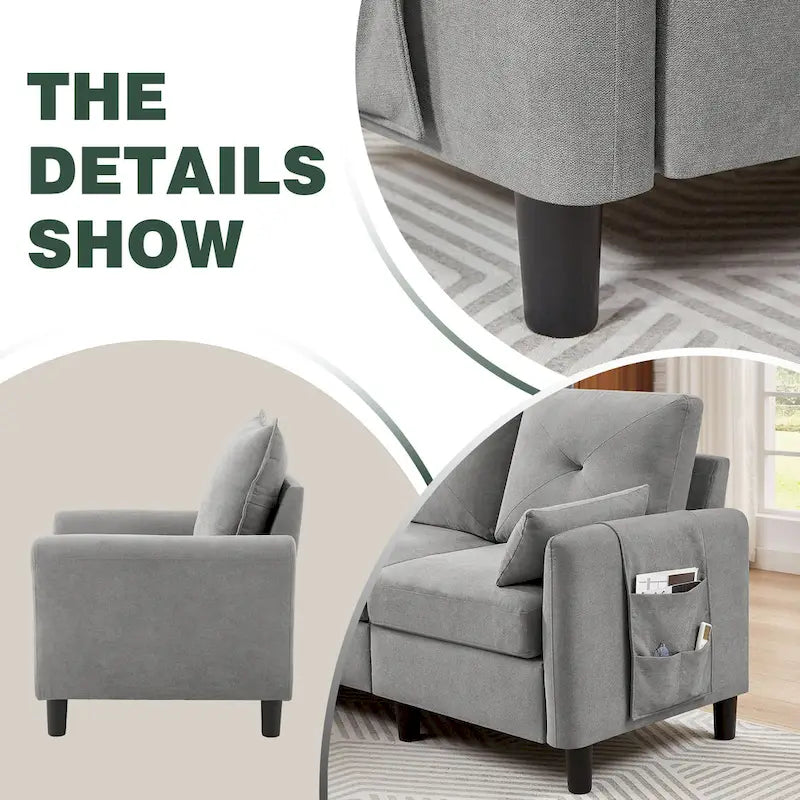 Ensemble canapé d'angle 3 pièces avec pouf et fauteuil