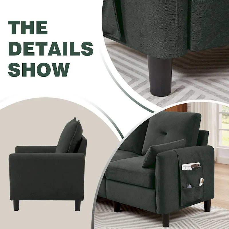 Ensemble canapé d'angle 3 pièces avec pouf et fauteuil