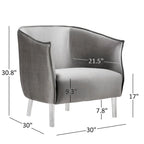 Fauteuil d'appoint Vianne en velours avec dossier incurvé et pieds en acrylique par iNSPIRE Q Bold