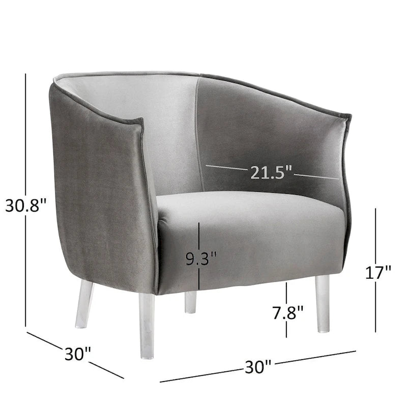 Fauteuil d'appoint Vianne en velours avec dossier incurvé et pieds en acrylique par iNSPIRE Q Bold