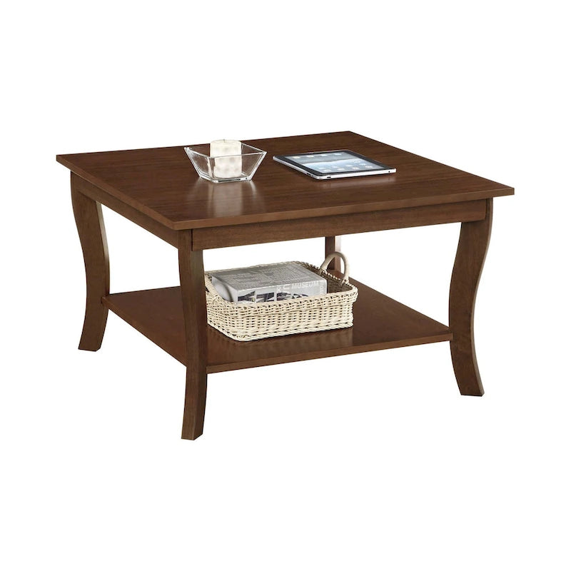 Table basse carrée American Heritage de Convenience Concepts avec étagère