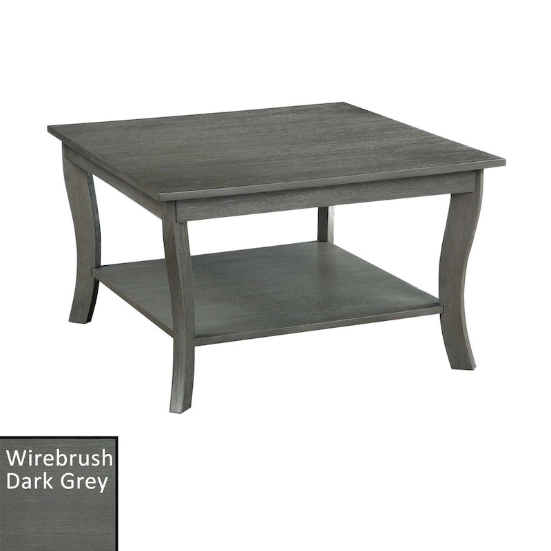 Table basse carrée American Heritage de Convenience Concepts avec étagère